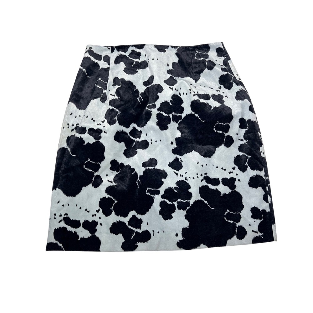 HW New York Black White Abstract Print Mini Skirt Women's Size 10 Lined